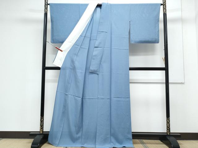 平和屋着物＊夏物　色無地　絽　紺鼠色　正絹　逸品　CABK0559th