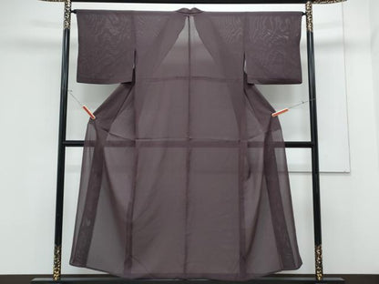 平和屋着物＊夏物　色無地　絽　黒紅色　正絹　逸品　CABK0561th