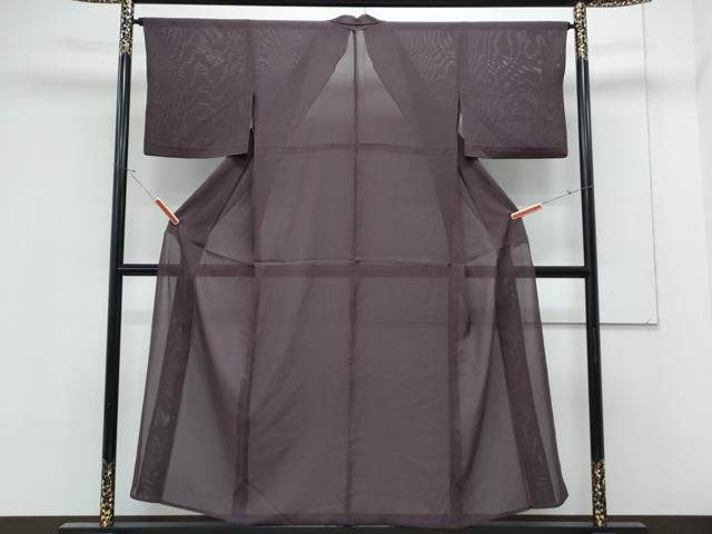 平和屋着物＊夏物　色無地　絽　黒紅色　正絹　逸品　CABK0561th
