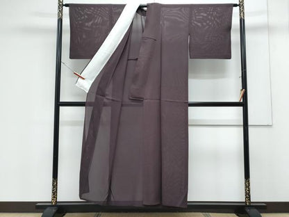平和屋着物＊夏物　色無地　絽　黒紅色　正絹　逸品　CABK0561th