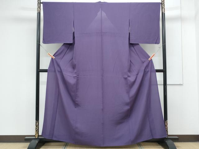 平和屋着物＊夏物　色無地　絽　深紫色　正絹　逸品　CABK0562th