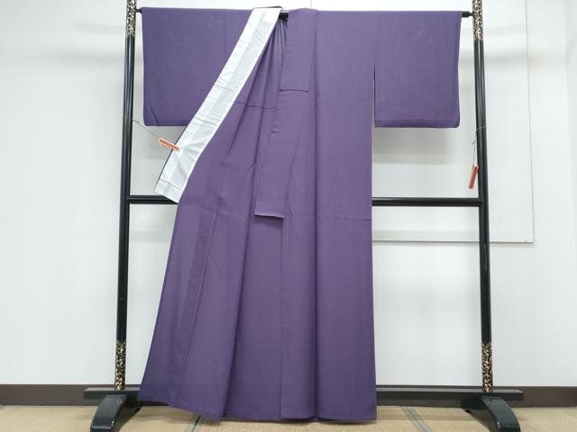 平和屋着物＊夏物　色無地　絽　深紫色　正絹　逸品　CABK0562th