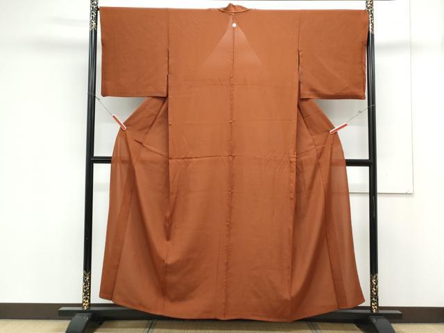 平和屋着物＊夏物　色無地　絽　赤銅色　正絹　逸品　CABK0563th