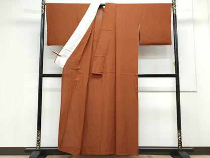 平和屋着物＊夏物　色無地　絽　赤銅色　正絹　逸品　CABK0563th