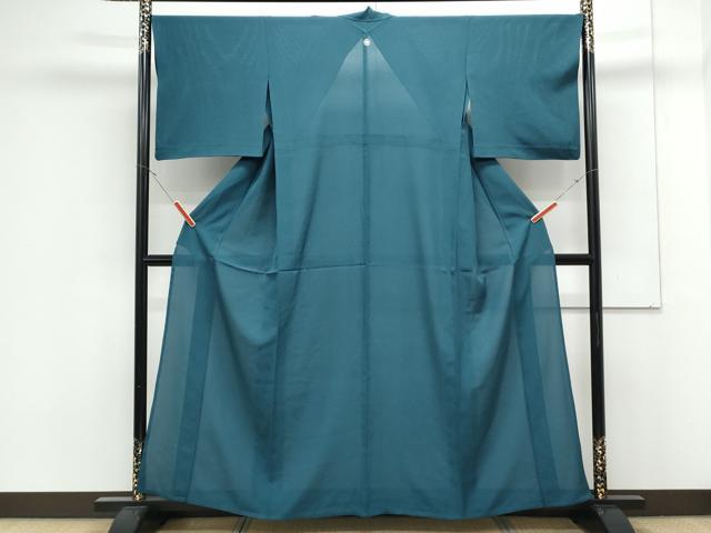 平和屋着物＊夏物　色無地　絽　高麗納戸色　正絹　逸品　CABK0565th