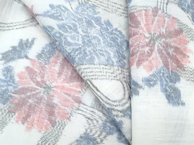 平和屋着物＊夏物　本場小千谷ちぢみ　流水花文　麻　逸品　CABK0571th