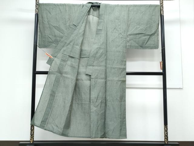 平和屋着物＊夏物　男性　本場小千谷ちぢみ　縞　麻　逸品　CABK0575th