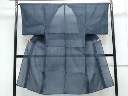 平和屋着物＊夏物　男性　本場小千谷ちぢみ　褐返色　麻　逸品　CABK0576th