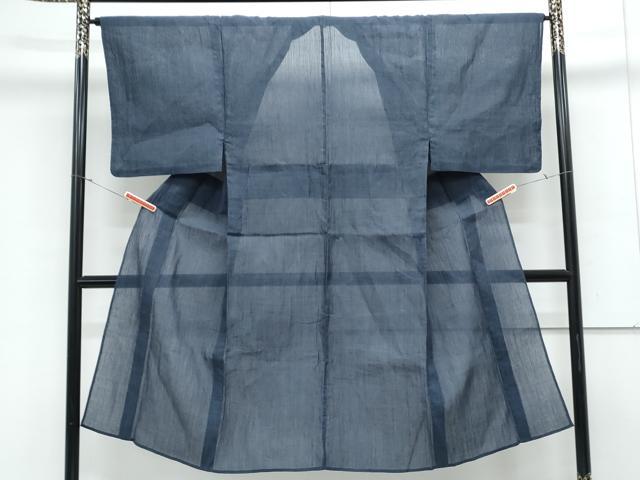平和屋着物＊夏物　男性　本場小千谷ちぢみ　褐返色　麻　逸品　CABK0576th