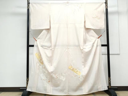 平和屋着物＊夏物　千切屋治兵衛　訪問着　縦絽　短冊花文　金彩　正絹　逸品　CABK0586th
