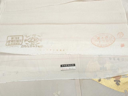平和屋着物＊夏物　千切屋治兵衛　訪問着　縦絽　短冊花文　金彩　正絹　逸品　CABK0586th