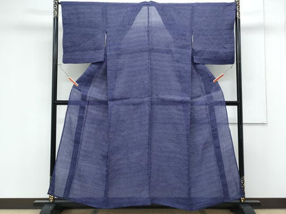平和屋着物＊夏物　本場小千谷ちぢみ　縞　麻　逸品　CABK0588th