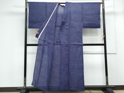 平和屋着物＊夏物　本場小千谷ちぢみ　縞　麻　逸品　CABK0588th