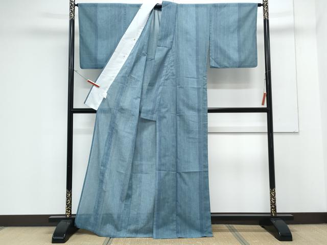 平和屋着物＊夏物　小紋　紗　縞　洗える着物　CABK0606th