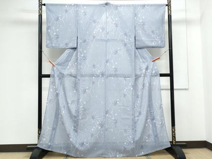平和屋着物＊夏物　小紋　紗　麻の葉舞桜文　やまと誂製　洗える着物　CABK0630th
