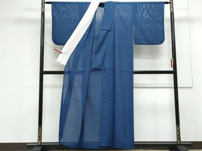 平和屋着物＊夏物　色無地　絽　紺瑠璃色　洗える着物　CABK0632th