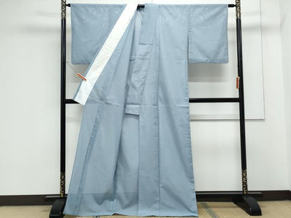 平和屋着物＊夏物　色無地　絽　白藍色　洗える着物　CABK0633th