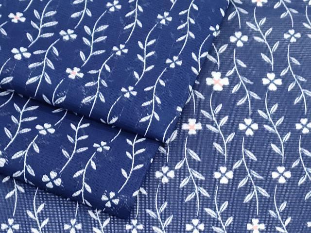 平和屋着物＊夏物　小紋　絽　草花文　洗える着物　CABK0636th