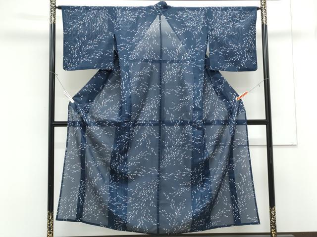 平和屋着物＊夏物　小紋　絽　魚　洗える着物　CABK0641th