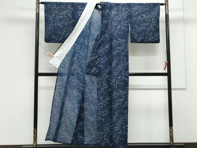 平和屋着物＊夏物　小紋　絽　魚　洗える着物　CABK0641th