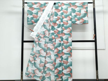 平和屋着物＊夏物　小紋　絽　葉尽くし　洗える着物　CABK0646th