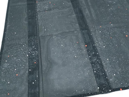 平和屋着物＊夏物　小紋　絽　霞文　黒地　洗える着物　CABK0650th