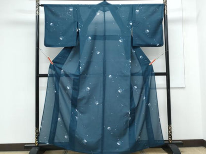 平和屋着物＊夏物　小紋　絽縮緬　花丸文　洗える着物　CABK0651th