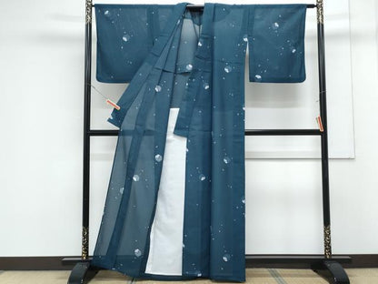 平和屋着物＊夏物　小紋　絽縮緬　花丸文　洗える着物　CABK0651th