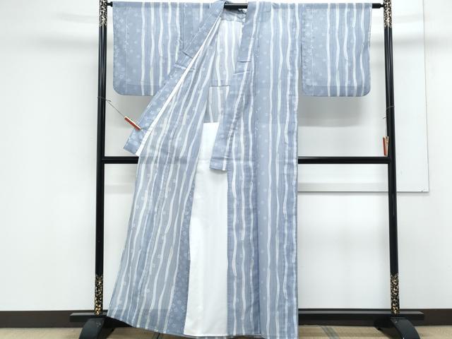 平和屋着物＊夏物　小紋　紗　花間道　洗える着物　CABK0653th