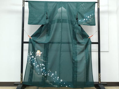 平和屋着物＊夏物　訪問着　絽　童子　道長花文　金彩　洗える着物　CABK0656th