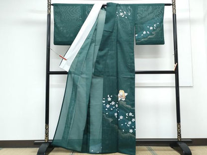 平和屋着物＊夏物　訪問着　絽　童子　道長花文　金彩　洗える着物　CABK0656th