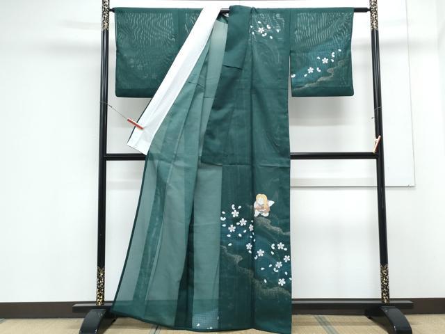 平和屋着物＊夏物　訪問着　絽　童子　道長花文　金彩　洗える着物　CABK0656th