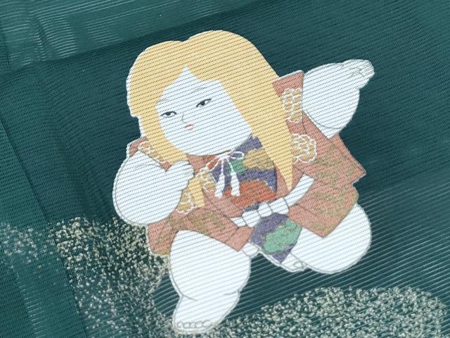 平和屋着物＊夏物　訪問着　絽　童子　道長花文　金彩　洗える着物　CABK0656th