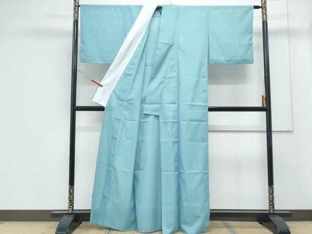 平和屋着物＊夏物　色無地　絽　白群色　洗える着物　CABK0664th