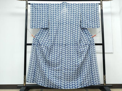 平和屋着物＊夏物　小紋　絽　飛鶴文　洗える着物　CABK0666th