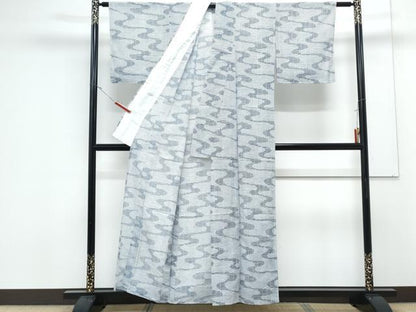 平和屋着物＊夏物　小紋　絽　流水文　洗える着物　CABK0667th