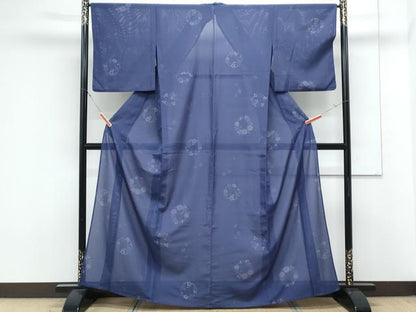 平和屋着物＊夏物　小紋　絽　花丸文　洗える着物　CABK0668th