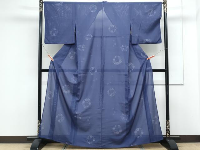 平和屋着物＊夏物　小紋　絽　花丸文　洗える着物　CABK0668th