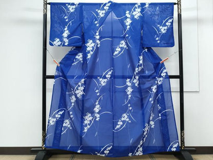 平和屋着物＊夏物　小紋　絽　草花文　洗える着物　CABK0669th