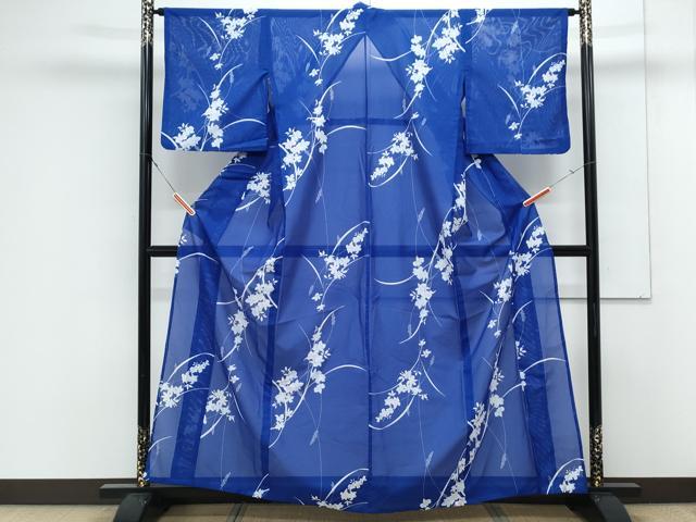 平和屋着物＊夏物　小紋　絽　草花文　洗える着物　CABK0669th