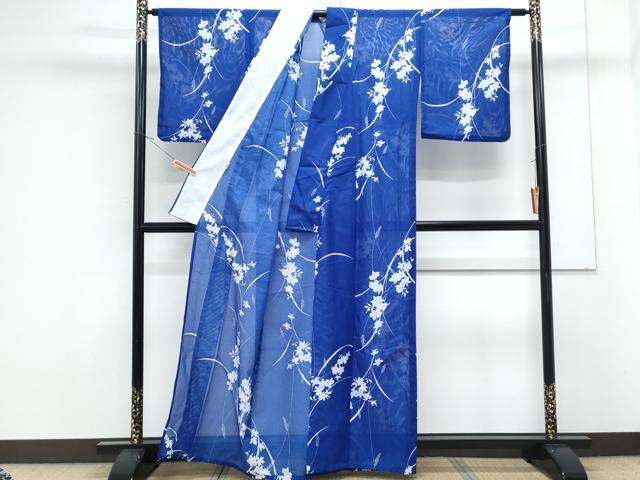 平和屋着物＊夏物　小紋　絽　草花文　洗える着物　CABK0669th