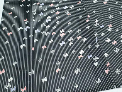 平和屋着物＊夏物　小紋　絽　舞蝶間道　黒地　洗える着物　CABK0671th