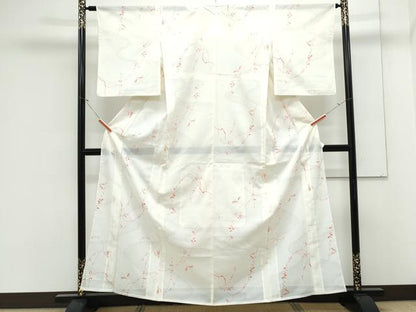 平和屋着物＊夏物　小紋　絽　草花文　洗える着物　CABK0676th