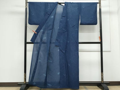 平和屋着物＊夏物　小紋　紗　流水舞葉文　洗える着物　CABK0680th