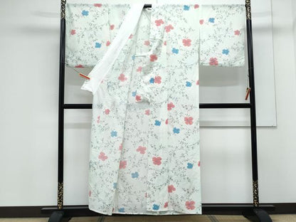 平和屋着物＊夏物　小紋　絽　草花文　暈し染め　洗える着物　CABK0684th