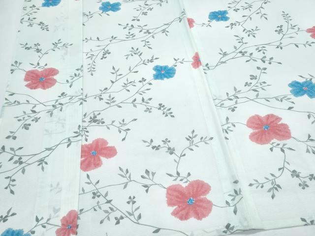 平和屋着物＊夏物　小紋　絽　草花文　暈し染め　洗える着物　CABK0684th