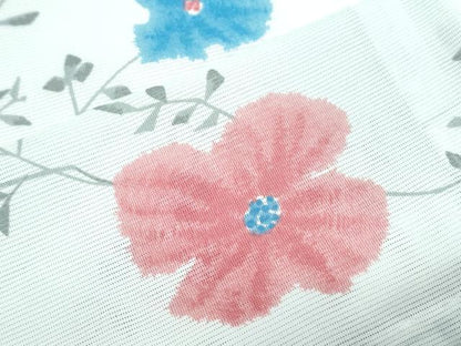 平和屋着物＊夏物　小紋　絽　草花文　暈し染め　洗える着物　CABK0684th