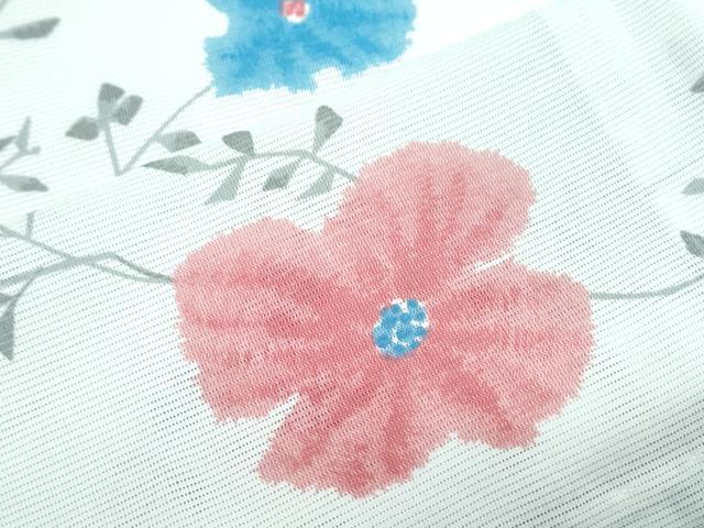 平和屋着物＊夏物　小紋　絽　草花文　暈し染め　洗える着物　CABK0684th