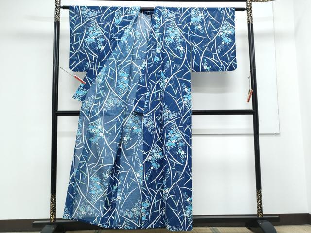 平和屋着物＊夏物　小紋　絽　草花文　洗える着物　CABK0685th