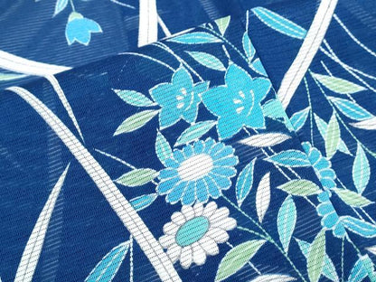 平和屋着物＊夏物　小紋　絽　草花文　洗える着物　CABK0685th